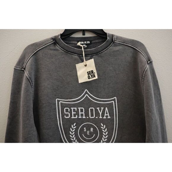 SER.O.YA SR03 Men Sz XS Vintage Black Issac Crew Neck Oversized Sweatshirt - Picture 5 of 10